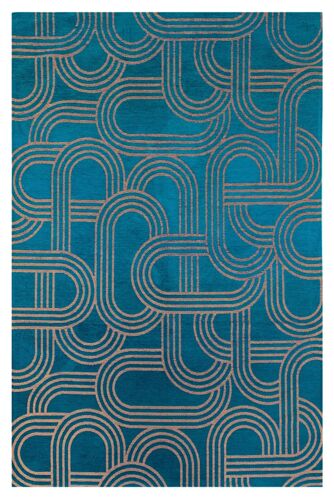 Tapis Salon Et Chambre Moderne Tissé Plat 140x200 Cm Bleu