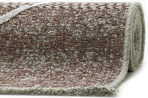 Tapis Fin Tissé Machine En Laine Et Viscose Rouge 60x100 Cm