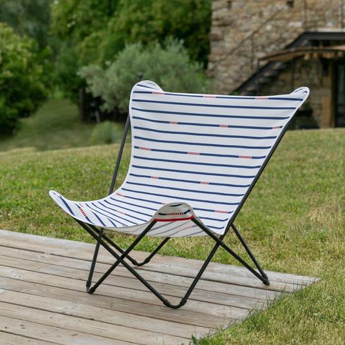 Fauteuil Papillon Grande Largeur En Acier Blanc L83xl91xh87