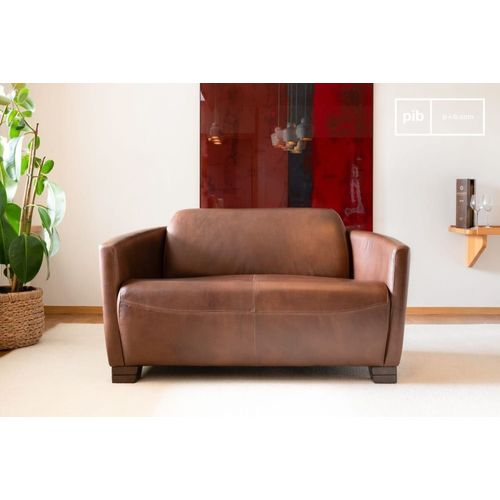 Canapé 2 Places En Cuir Pleine Fleur Marron