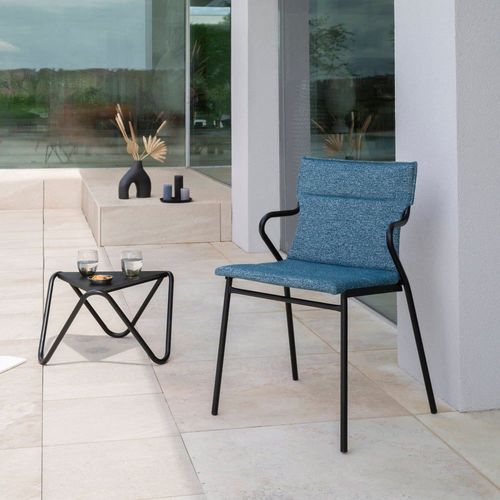 Fauteuil De Repas Matelassé En Acier Bleu L55xl61xh85