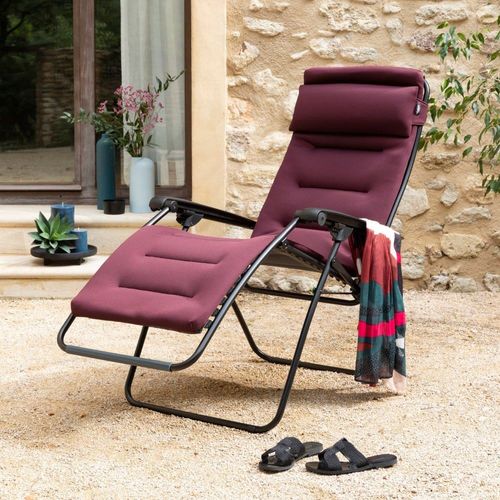 Fauteuil Relax Matelassé Zéro Gravité En Acier Rouge L87xl67xh115