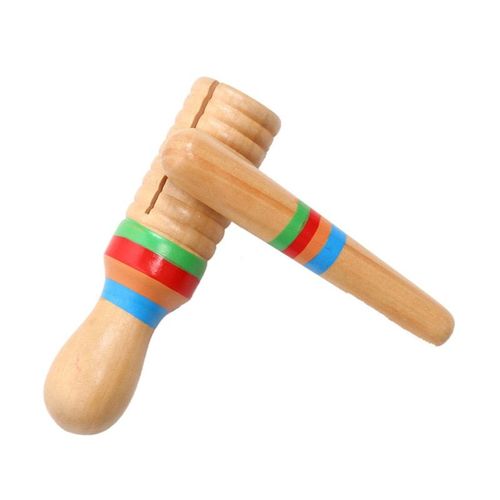 1 Set En Bois Instrument De Musique Enfants Kid Jouets Son Tube Seul Petit-Bague Filetée Percussion Cylindre Coassement Grenouille Baril