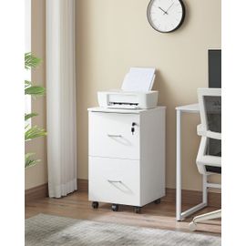 Caisson De Bureau Mobile 2 Tiroirs Effet Bois Blanc