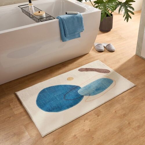 Tapis de bain moelleux - bleu multicolore 60x100 cm