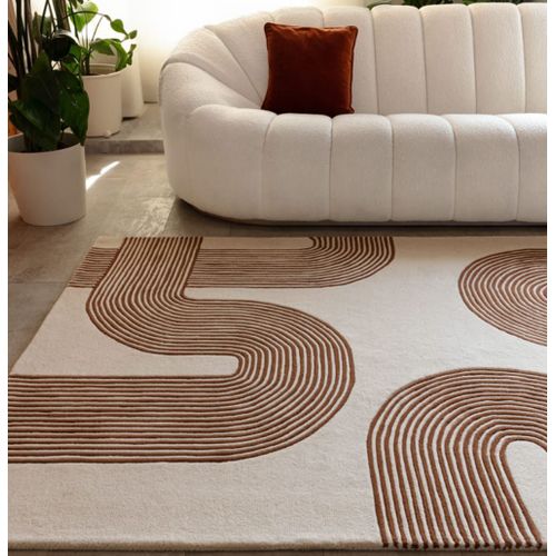 Tapis Moderne Tufté Main En Laine Rouge 120x170 Cm