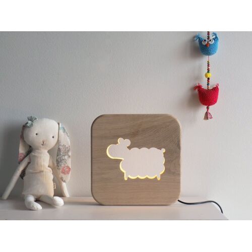 Lampe À Poser Veilleuse En Bois Mouton
