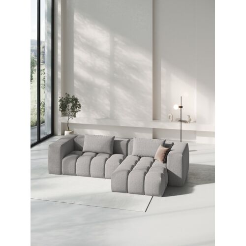 Canapé d'angle droit modulable 3 places tissu structurel beige foncé
