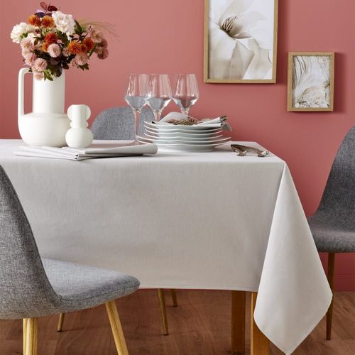 Nappe En Coton Ronde Traitee Teflon Gris Tourterelle 235x235