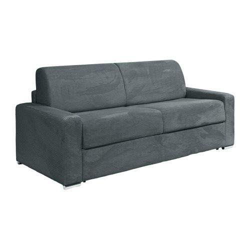 Canapé Convertible Velours 4 Places Gris Anthracite, Gris