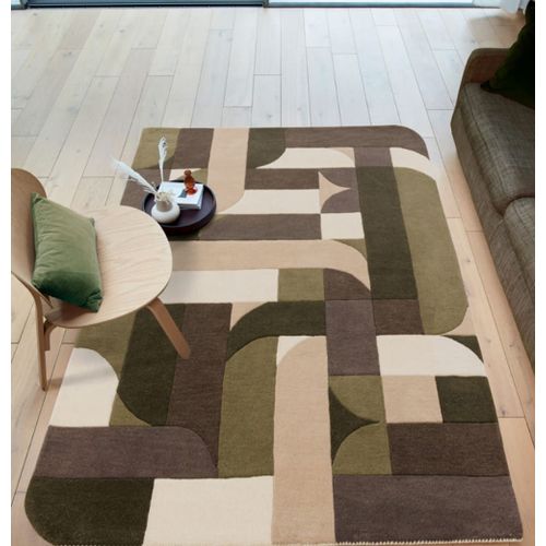Tapis Moderne Tufté Main En Laine Vert 120x170 Cm