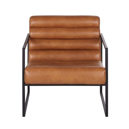 Fauteuil Camel Et Acier Noir