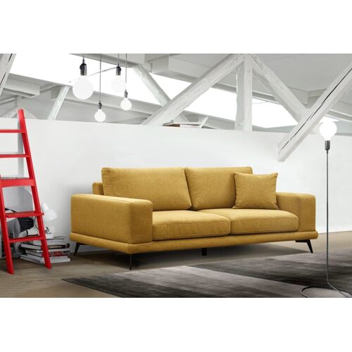 Canapé Droit Xxl 3 Places Tissu Jaune
