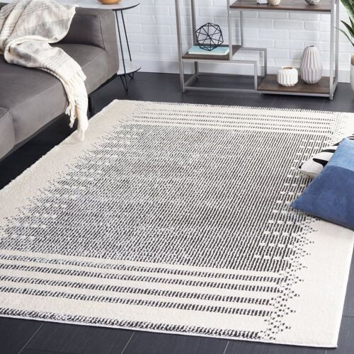 Tapis Polyester Ivory / Black 122 X 183 Cm