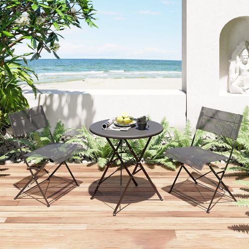 Table De Jardin Pliante Ronde 2 Personnes En Aluminium Noir D60