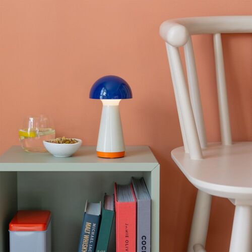 Lampe De Table Bleu Et Crème H18cm