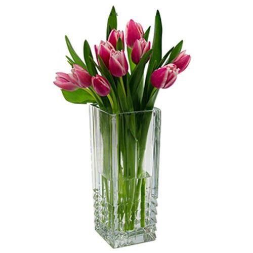 Vase en verre transparent 9x9x23cm