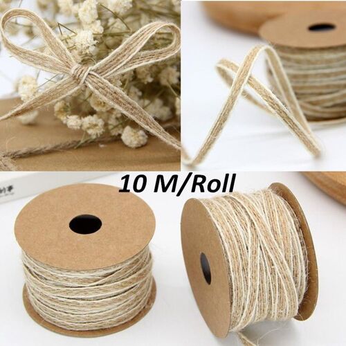Ruban En Toile De Jute, Rouleau De 10m, Ruban Hessien Avec Dentelle, Vintage, Ornement De Fête De Mariage, Bricolage, Artisanat De Scrapbooking, Décoration Pour Emballage De Cadeau