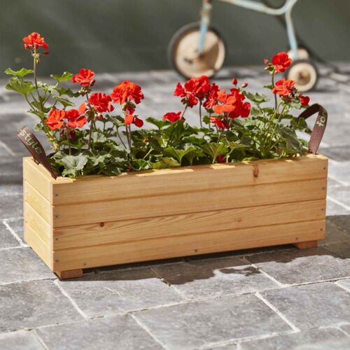 Bac à fleurs en bois mélèze beige 60 x 21,5 x 19,5 cm