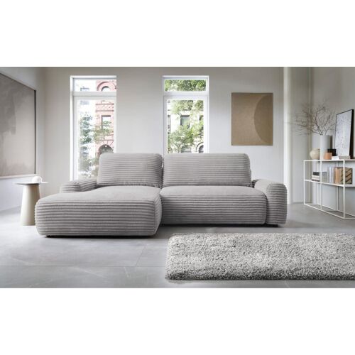 Canapé d'angle gauche convertible 3 places gris-beige