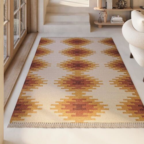 Tapis Kilim Pure Laine Tissé Main Ethnique Chic À Franges 300x400