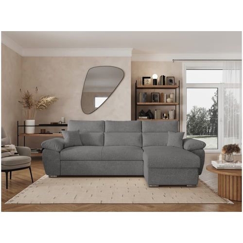 Canapé D'angle Reversible Convertible En Tissu Bouclette - Gris