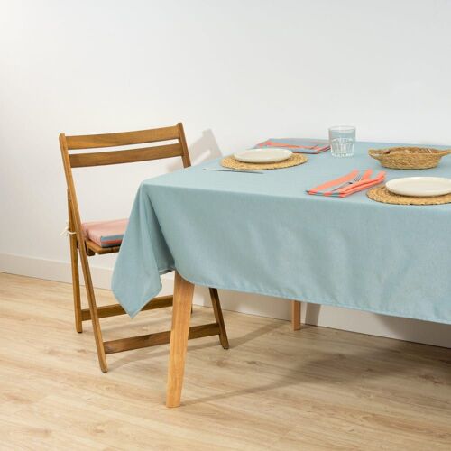 Nappe Anti-Taches En Coton Avec Toucher Tissu Bleu 200x160 Cm