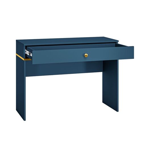 Console coiffeuse 1 tiroir mélaminé bleu