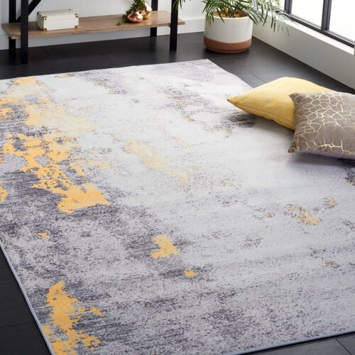 Tapis Polyester Grey / Gold 183 X 274 Cm