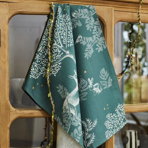 Torchon Imprimé En Métis Vert Foncé 50x75cm