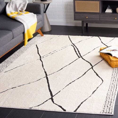 Tapis Polyester Ivory / Black 160 X 229 Cm