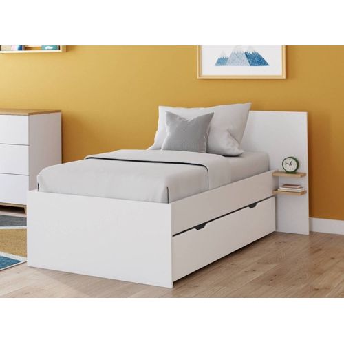 Lit Gigogne 90x190 Blanc Et Chêne