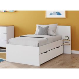 Lit Gigogne 90x190 Blanc Et Chêne