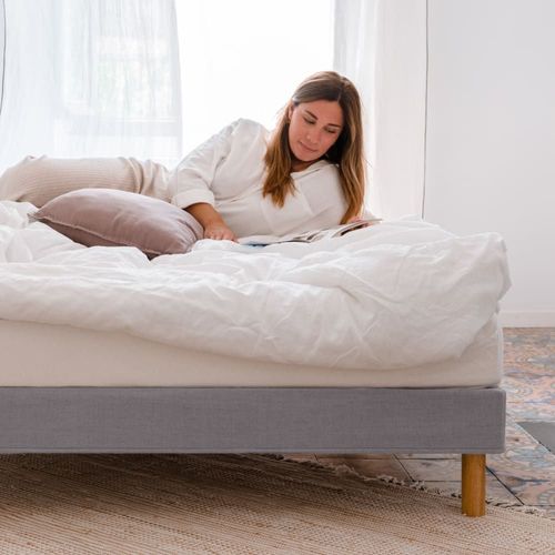 Sommier Tapisser À Lattes Recouvertes Gris 160x200cm Adulte