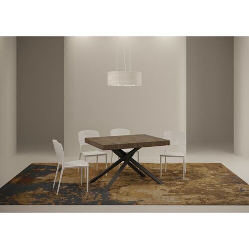 Table extensible 80x120/204 cm effet bois noyer