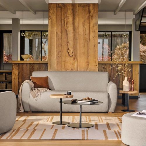 Canapé En Tissu Bouclette Gris Clair 2 Places