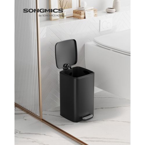 Poubelle de salle de bain 8L en acier noir