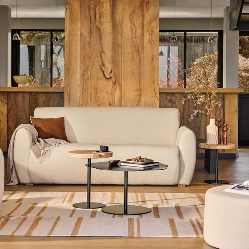 Canapé En Tissu Bouclette Lin 3 Places