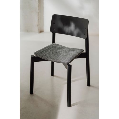 Chaise En Bois De Hêtre Avec Assise Rembourrée, Noir