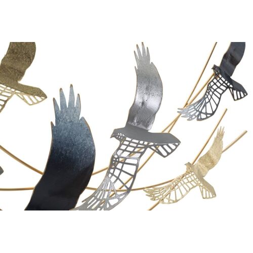 Déco murale oiseaux en métal multicolore 90,8x6,4x50,8 cm