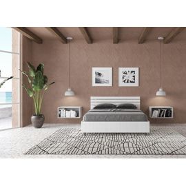 Lit Coffre 140x190 Tête De Lit Droite Effet Bois Frêne Blanc