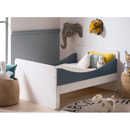 Lit Enfant Évolutif 90x140 Blanc Et Bleu