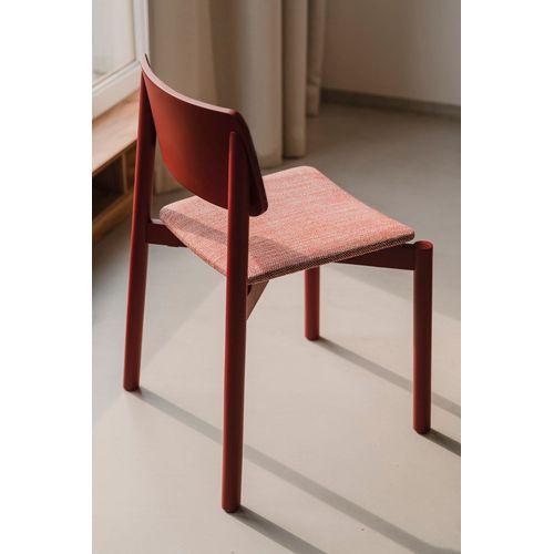 Chaise En Bois De Hêtre Avec Assise Rembourrée, Rouge