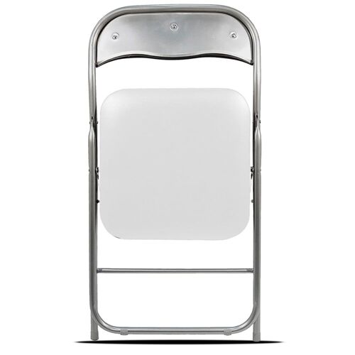 Chaise d'appoint pliante en métal et PVC blanc 44x48x80cm