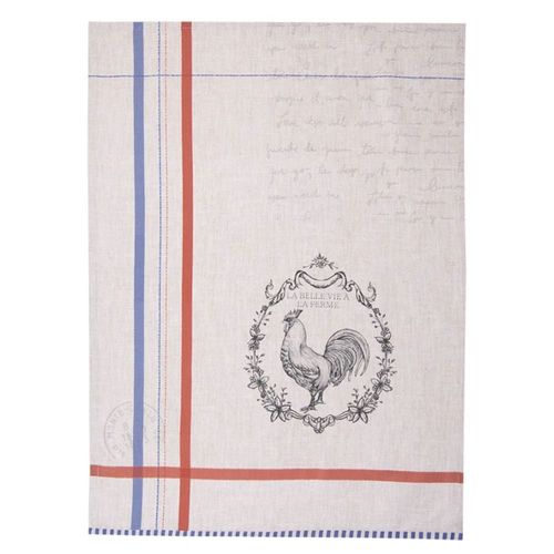 Torchon 100% Coton Beige Coq 50x70cm