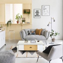 Table Basse Bois Et Blanc 1 Tiroir 100x55x40cm