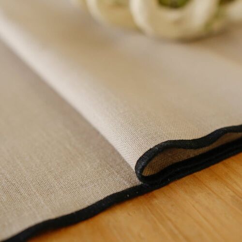Chemin De Table Toile De Coton Naturel & Noir 50x150