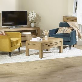 Table Basse Contemporaine En Bois Massif 1 Tiroir