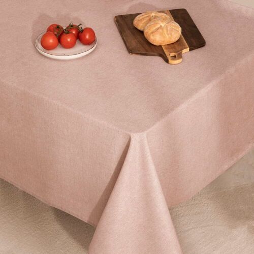 Nappe Unie Toucher Tissu Et Traitement Antitache Rose
