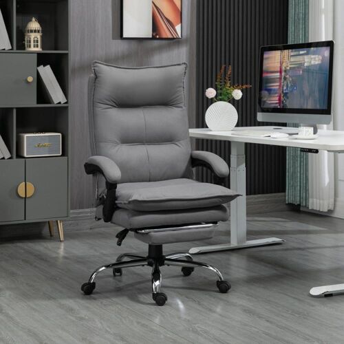 Fauteuil bureau massant chauffant dossier inclinable microfibre gris